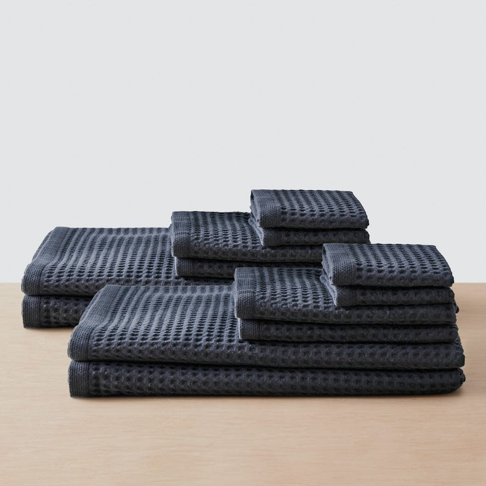 Mara Organic Waffle Bath Sheet Set - Midnight